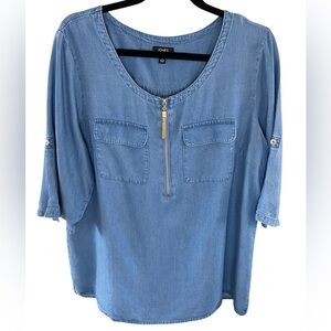 JONES NEW YORK SIGNATURE Women’s Lightweight Chambray Denim Blouse Size Large